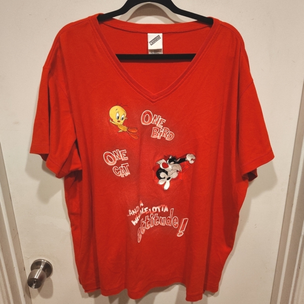 Warner Bros. Vintage Embroidered Tweety Bird & Sylvester Shirt XL Oversized (2X)
